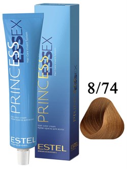 ESTEL PROFESSIONAL / Крем-краска 8/74 PRINCESS ESSEX для окрашивания волос светло-русый коричнево-медный/карамель, 60 мл - фото 6093